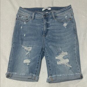 Judy Blue Distressed Jean Shorts - Light Blue - Size M